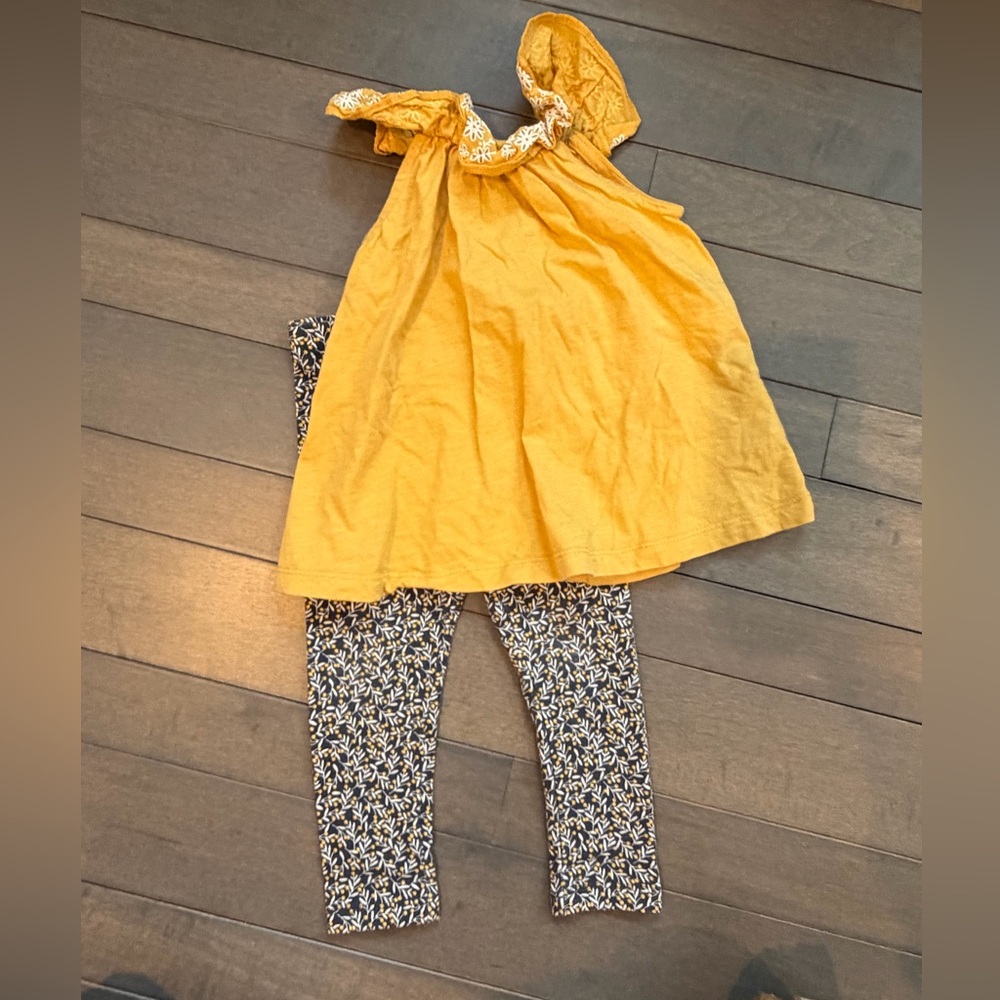 Savannah Mustard Yellow Top with White Floral Accents